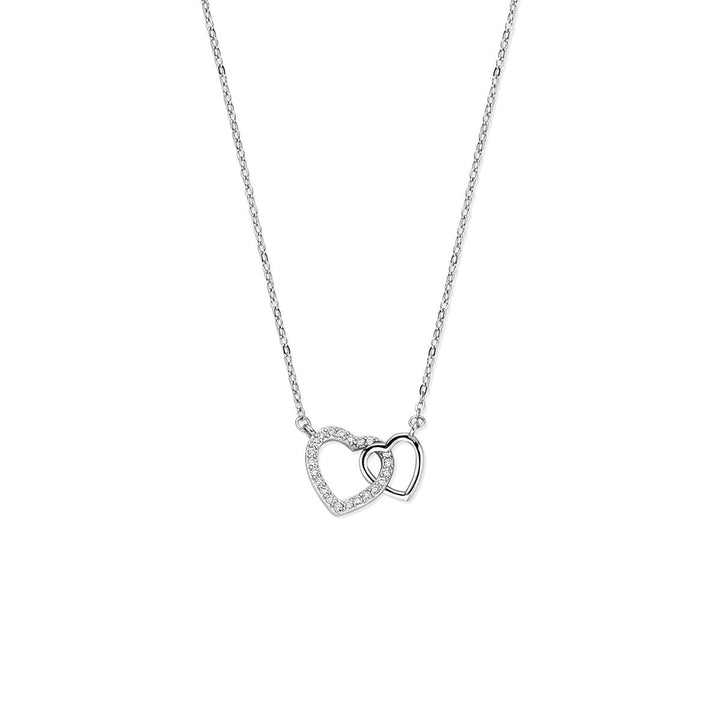 Zilveren hartjes collier met zirkonia