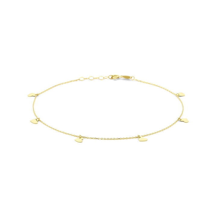 Van der Kooij Collection – Fußkettchen Herzen 1,0 mm 24 + 2 cm 14K Gelbgold