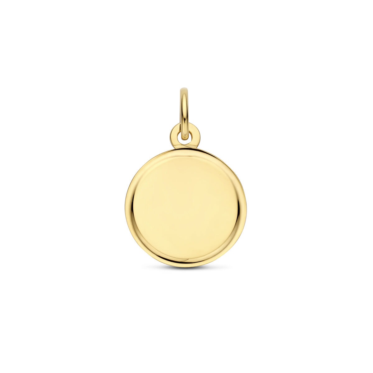 Gravuranhänger aus 14k Gelbgold in feinem, rundem Design ohne Verzierung