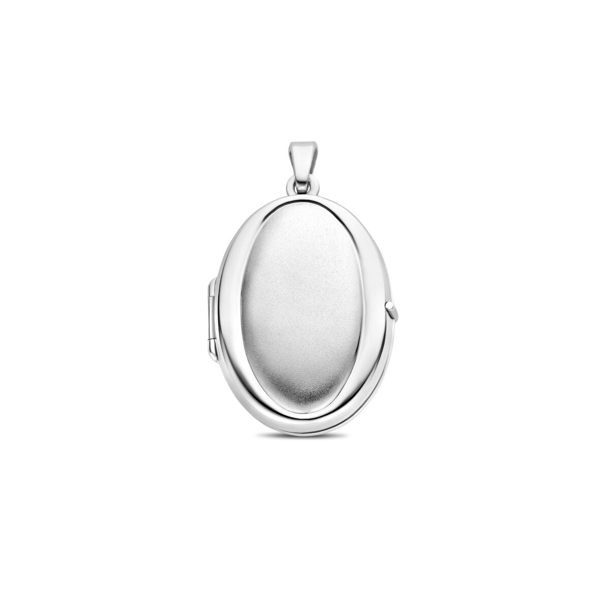 Ovale Medaillon aus rhodiniertem 925 Silber mit polierter und matter Oberfläche