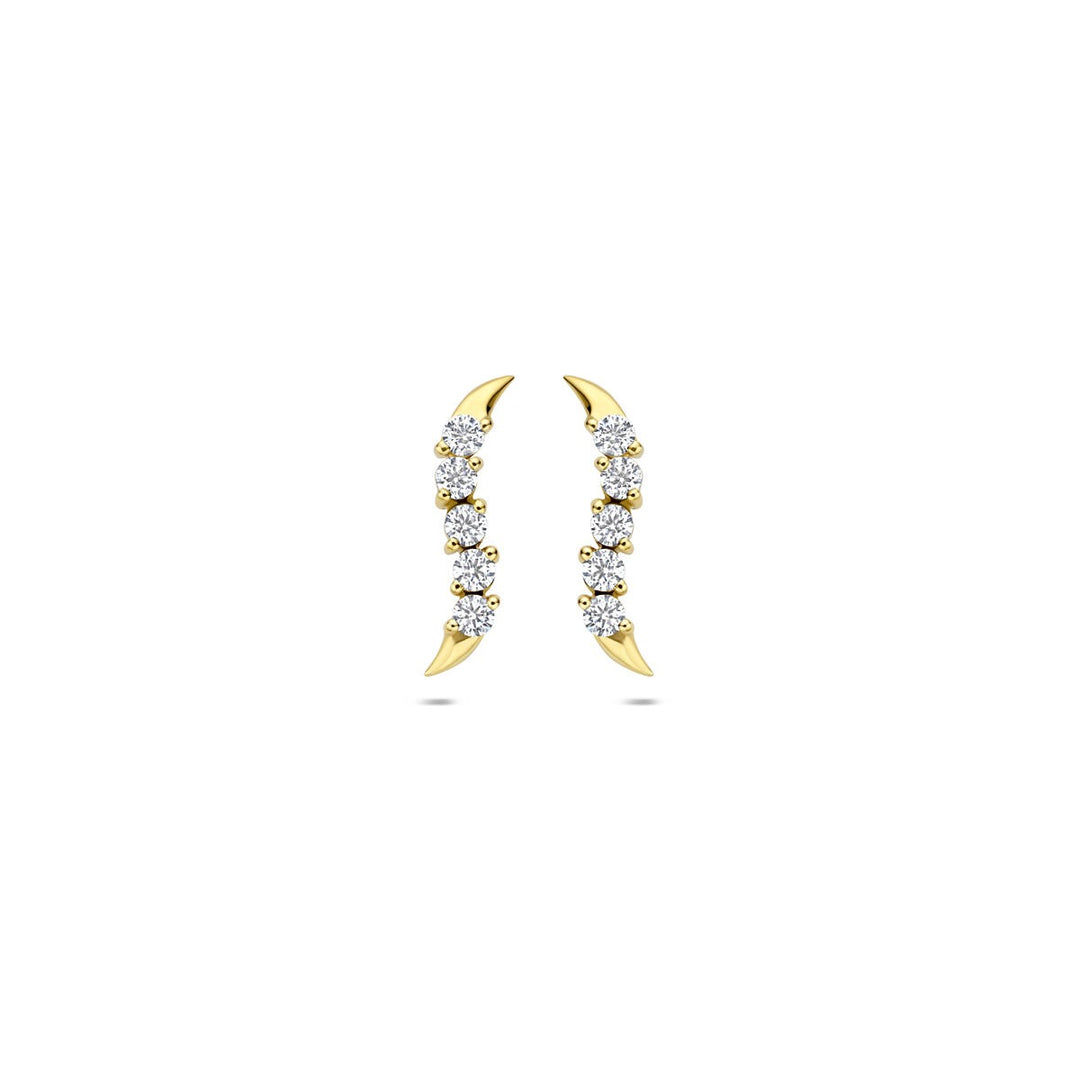 9k geelgouden oorknoppen met zirkonia