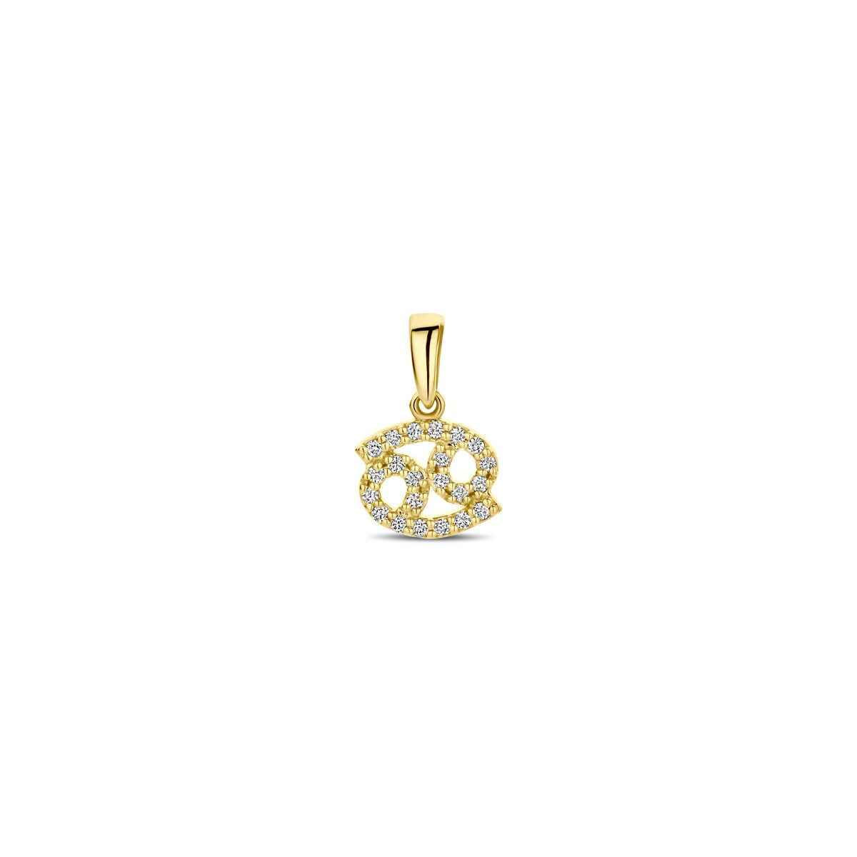 Sternzeichen-Anhänger aus 14k Gelbgold mit Diamanten in Form des Krebses