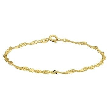 Armband aus 9-karätigem Gold mit Singapore-Gliedern und Karabinerverschluss