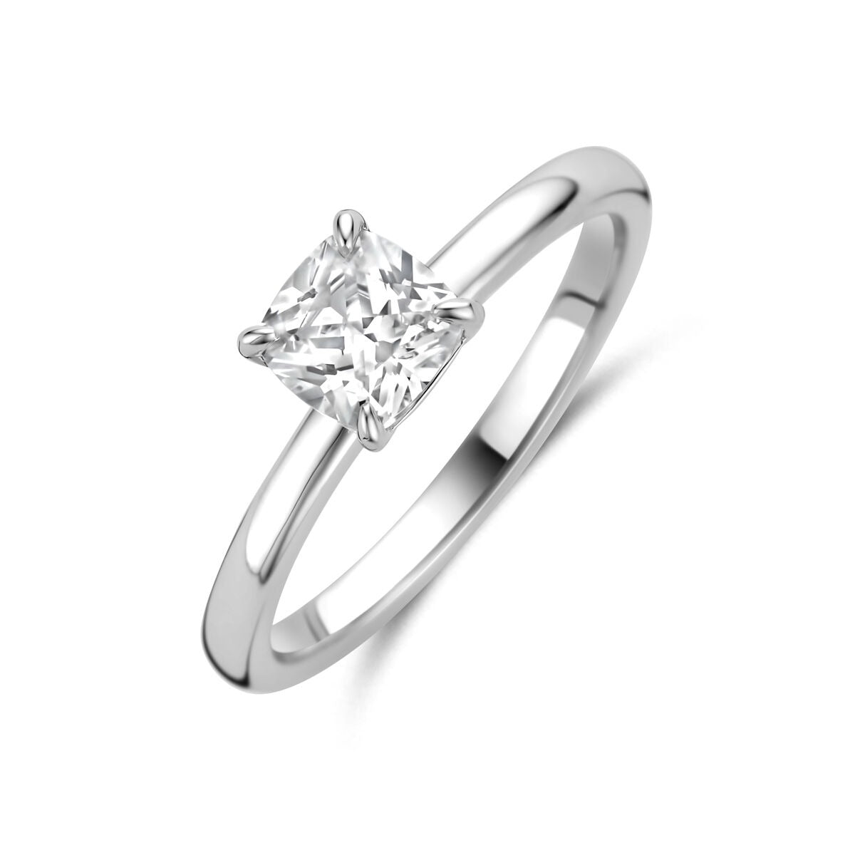 Silberner Solitärring mit 5,5 mm brillantgeschliffenem Zirkonia