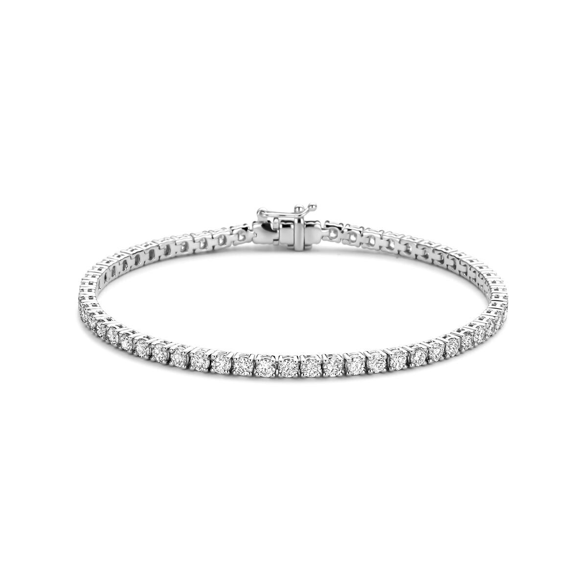Tennisarmband aus 14k Weißgold mit 4.00ct lab-grown Diamanten, funkelnde Steine in einer Reihe