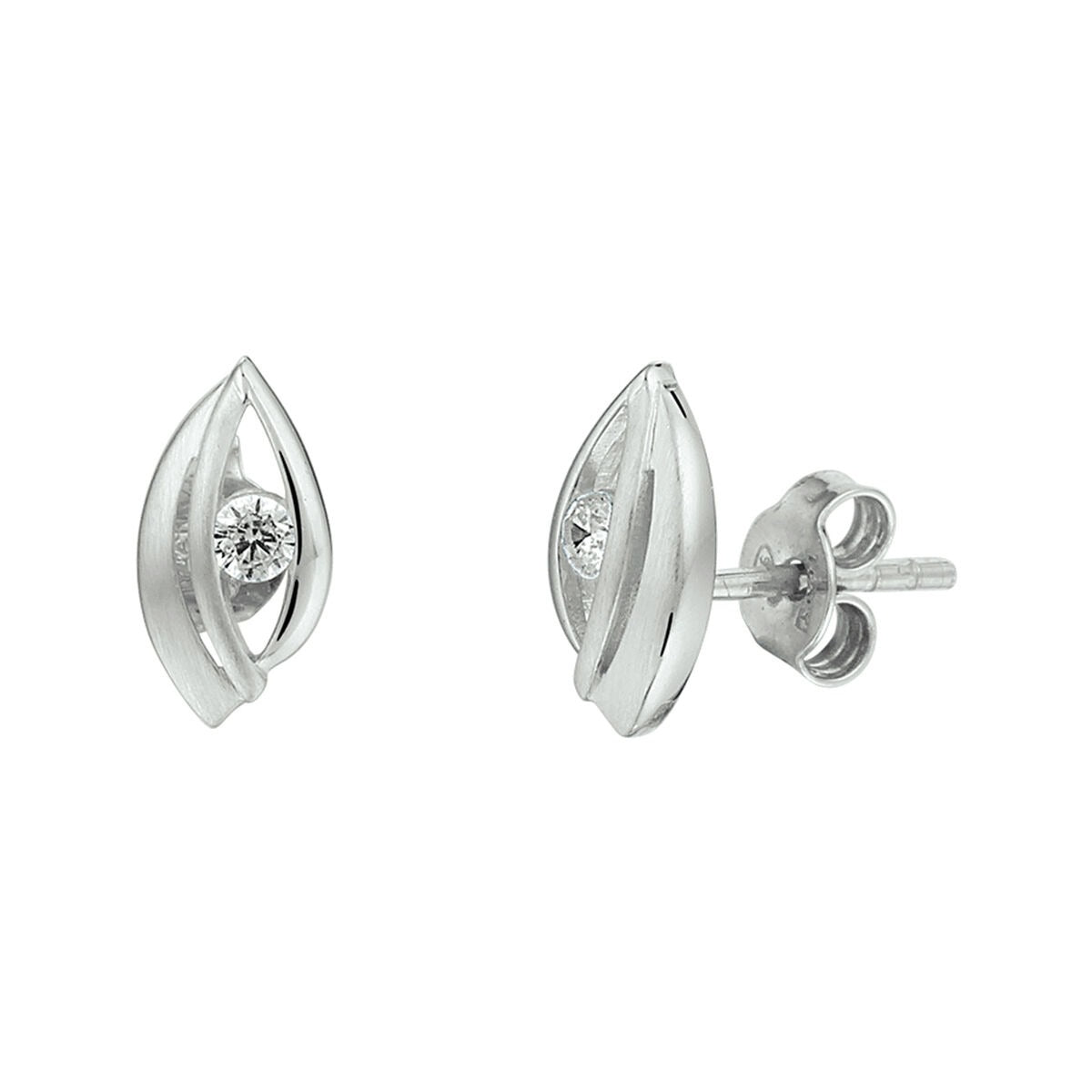 Ohrstecker aus rhodiniertem 925er Silber mit Zirkonia in tropfenförmigem Design