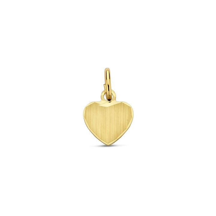 Gravur Herz matt diamantiert 14K Gelbgold