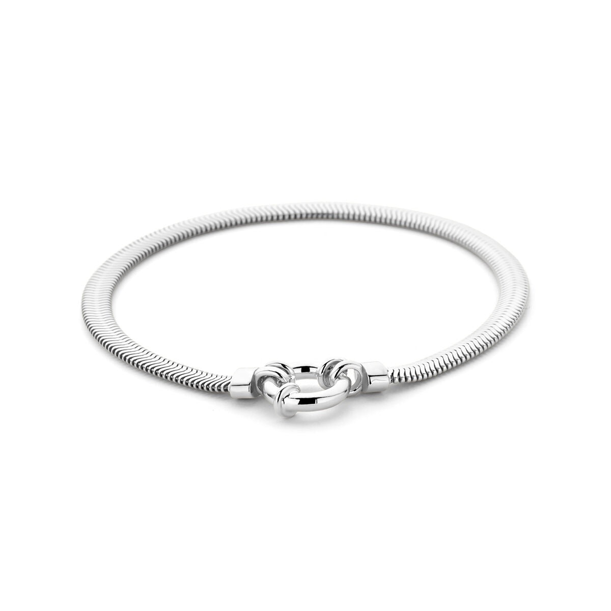 925 Silbernes flache Schlangenarmband mit einem schlichten Verschluss