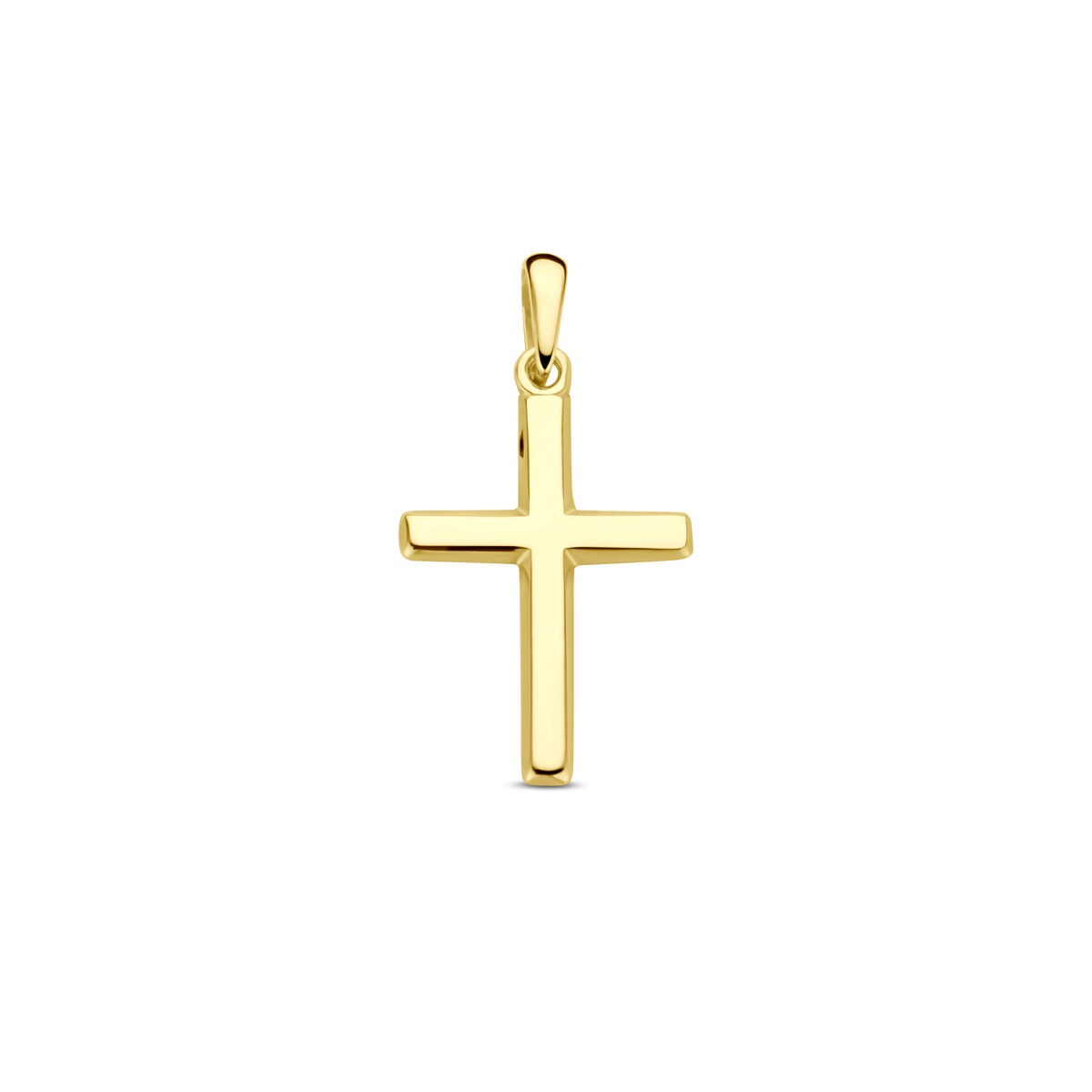 Kreuzanhänger aus 14k Gelbgold, 17 x 12 mm, mit glänzender Oberfläche