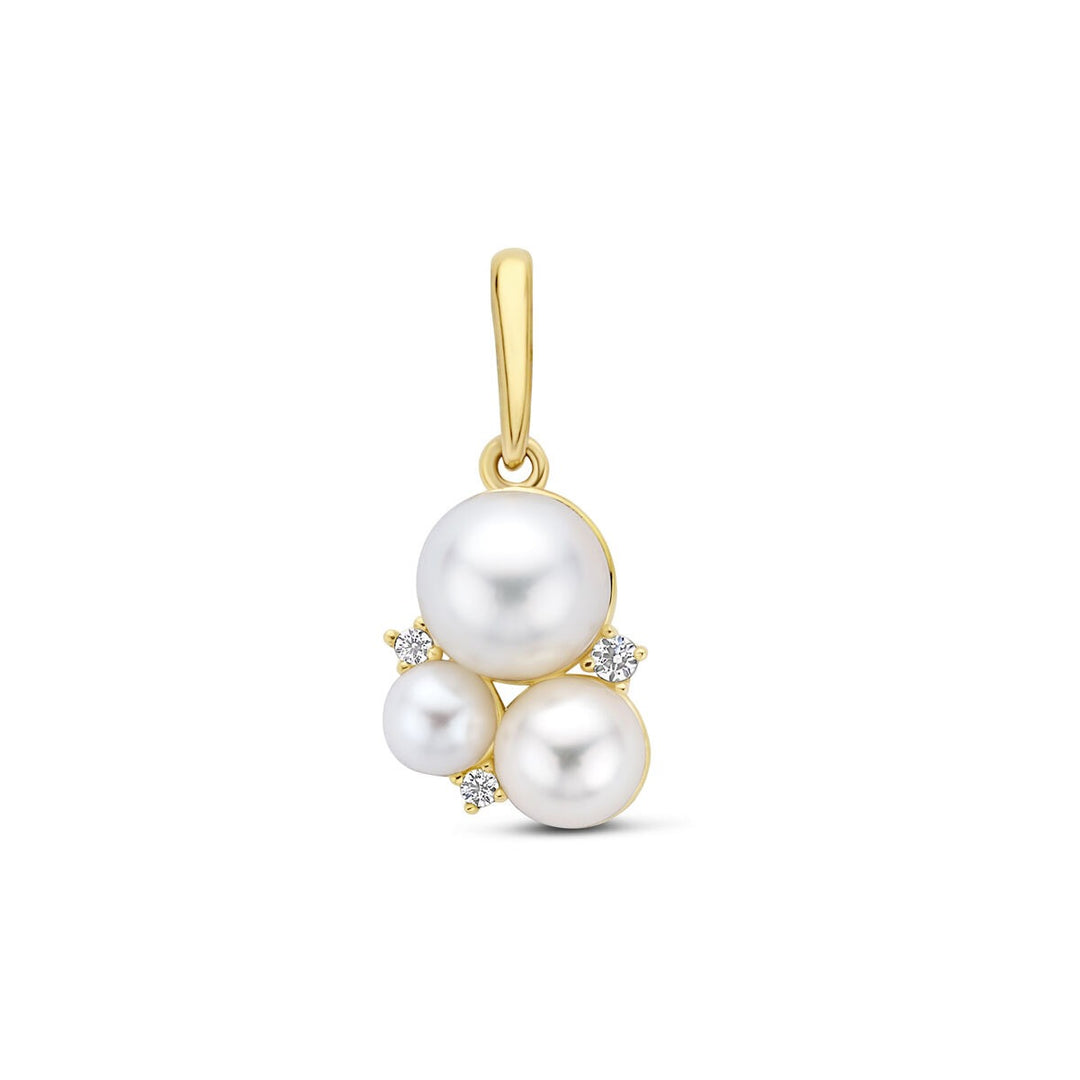 14k Geelgouden Hanger met Parel en Zirkonia