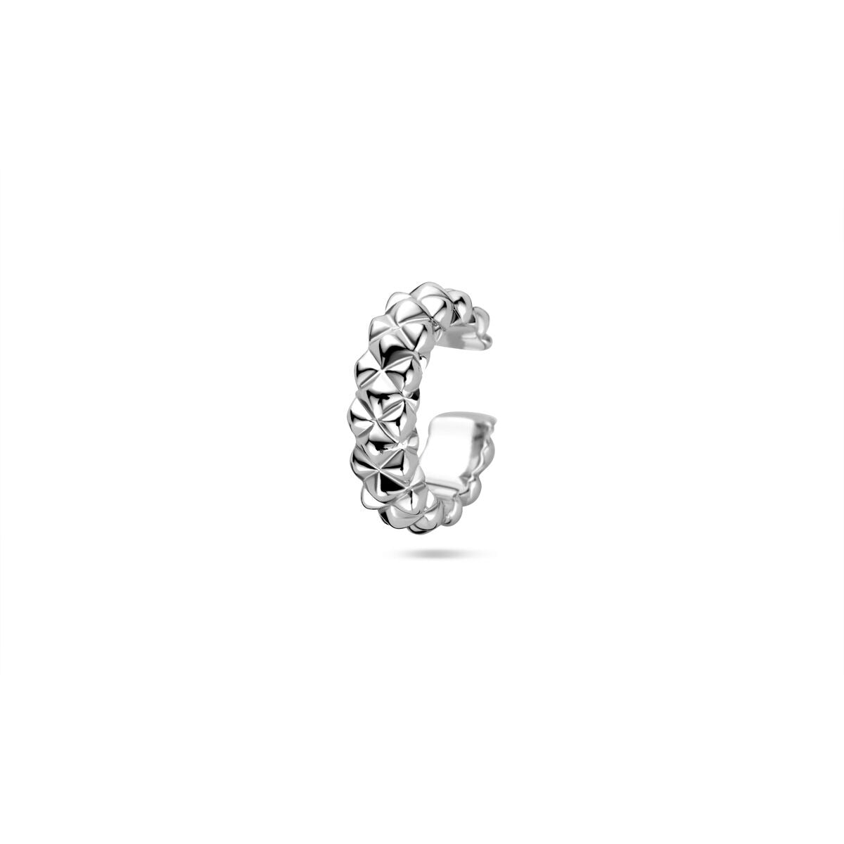 Zilberner Ear Cuff aus rhodiniertem 925 Silber mit strukturiertem Design