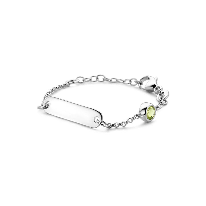 Gravurarmbandplatte 5,0 mm mit Geburtsstein 9 + 2 cm Silber rhodiniert