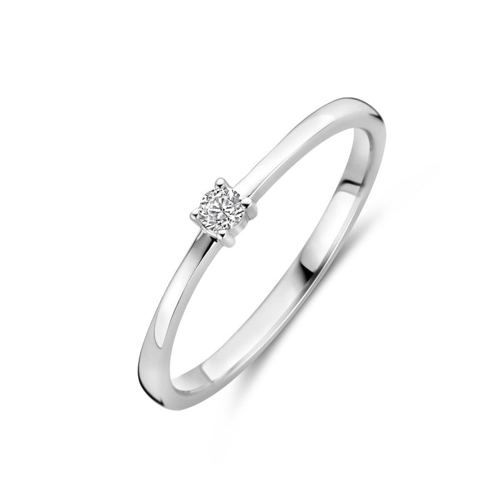 Zilveren ring met briljant geslepen zirkonia – gerhodineerd 925 zilver, 2,5 mm breed