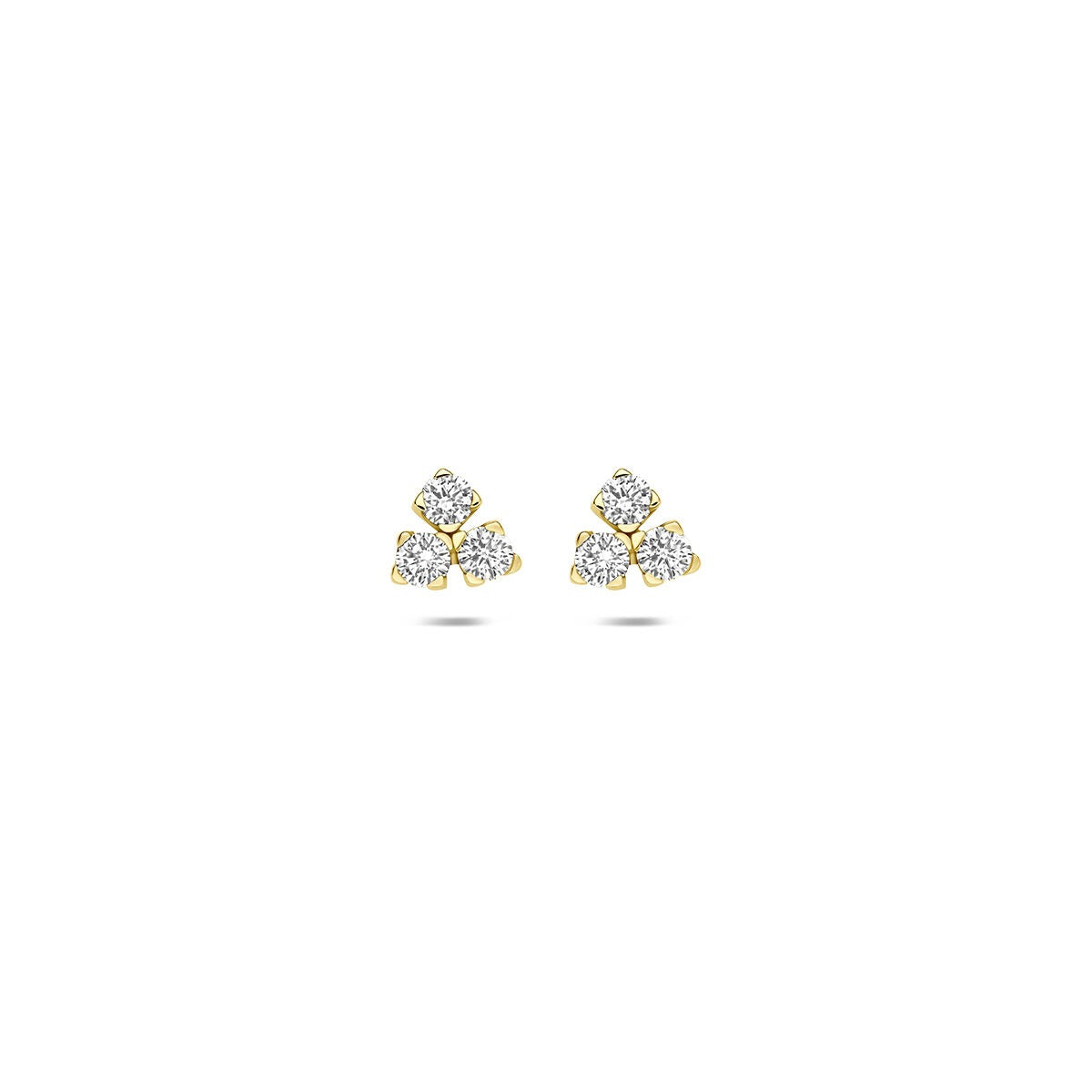 14k gelbgoldene Dreiecksohrstecker mit lab-grown Diamanten, insgesamt 0,07 ct