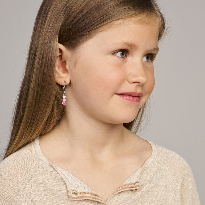 Gerhodineerd 925 Zilveren Kinder Oorhangers Hartjes Emaille