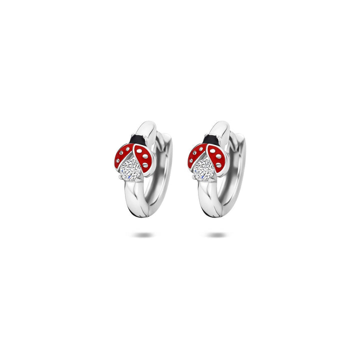 klapoorringen lieveheersbeestje 11,5 mm zilver gerhodineerd