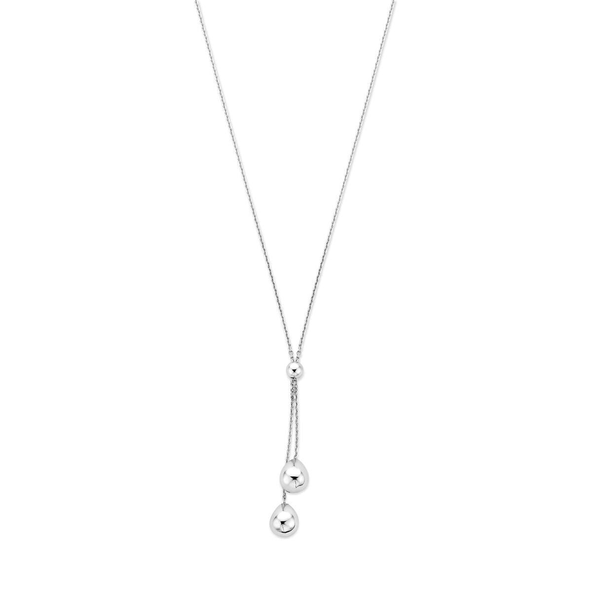Y-Kette aus 925 Silber mit zwei glänzenden Kugeln und feinem Anhänger