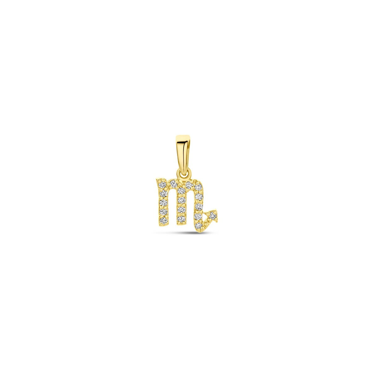 14k gelbgoldener Sternzeichen-Anhänger mit Diamanten in Form des Skorpions