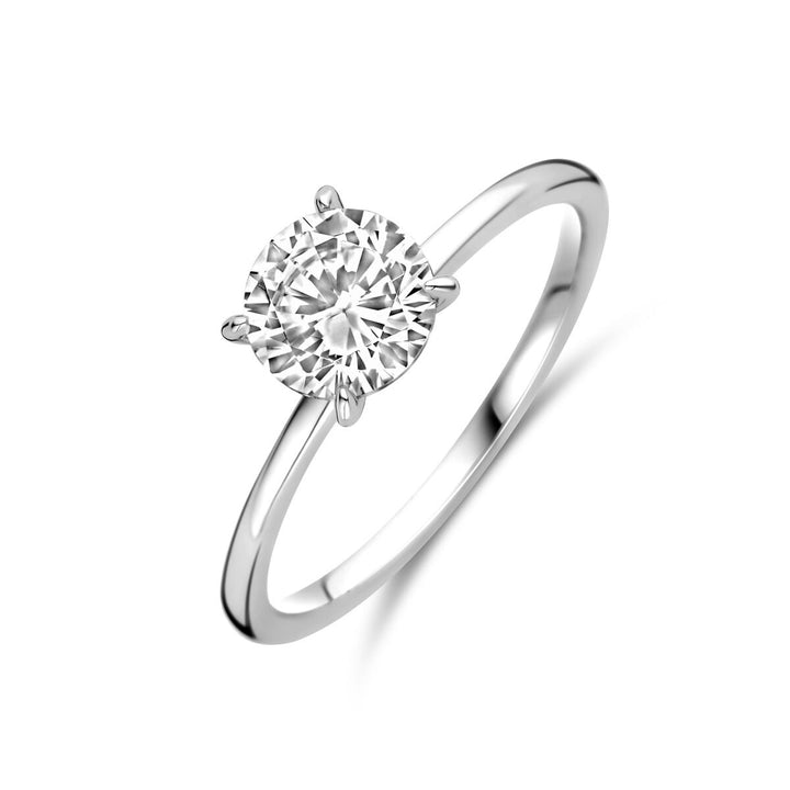 Zilveren damesring met briljant geslepen zirkonia – gerhodineerd 925 zilver, 6,5 mm