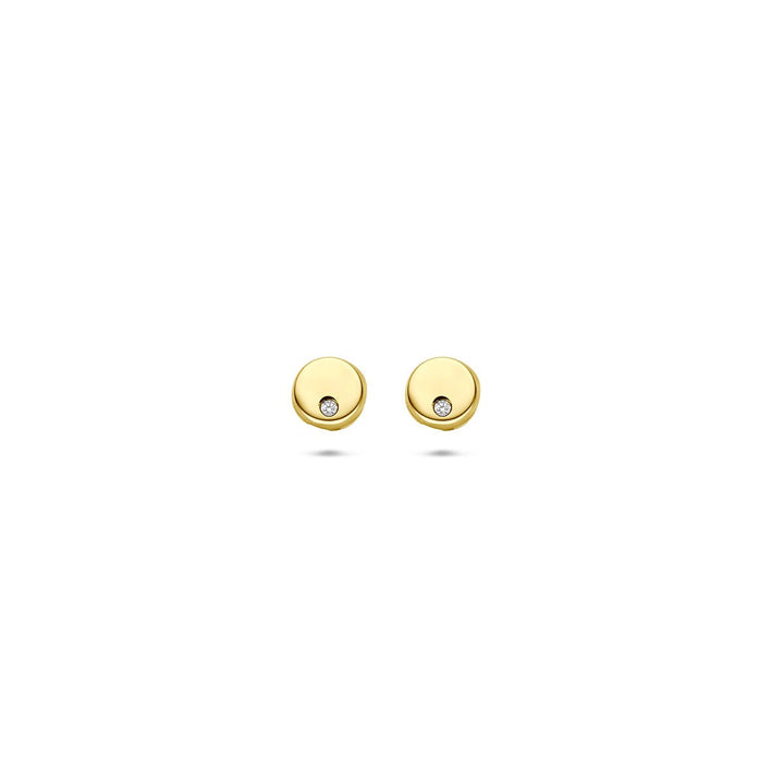 14k geelgouden oorknopjes met zirkonia in zetkast 4,5 mm