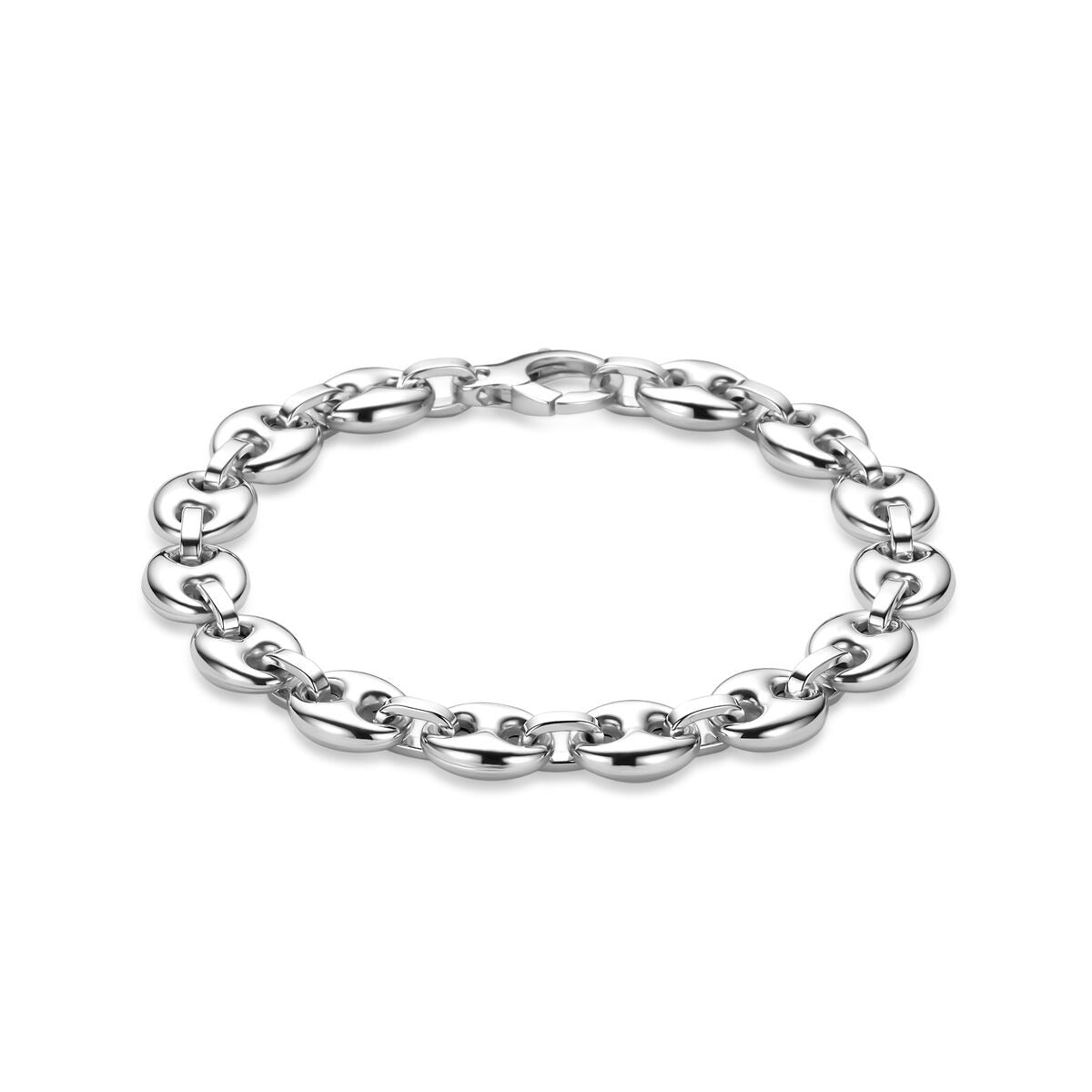Armband aus rhodiniertem 925er Silber mit Kaffeebohnen-Gliedern