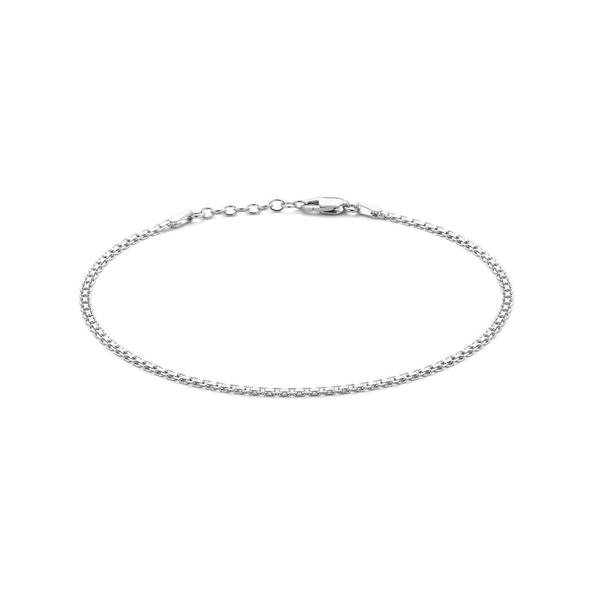 925 rhodiniertes Silberarmband mit Bismarck-Gliedern und Karabinerverschluss