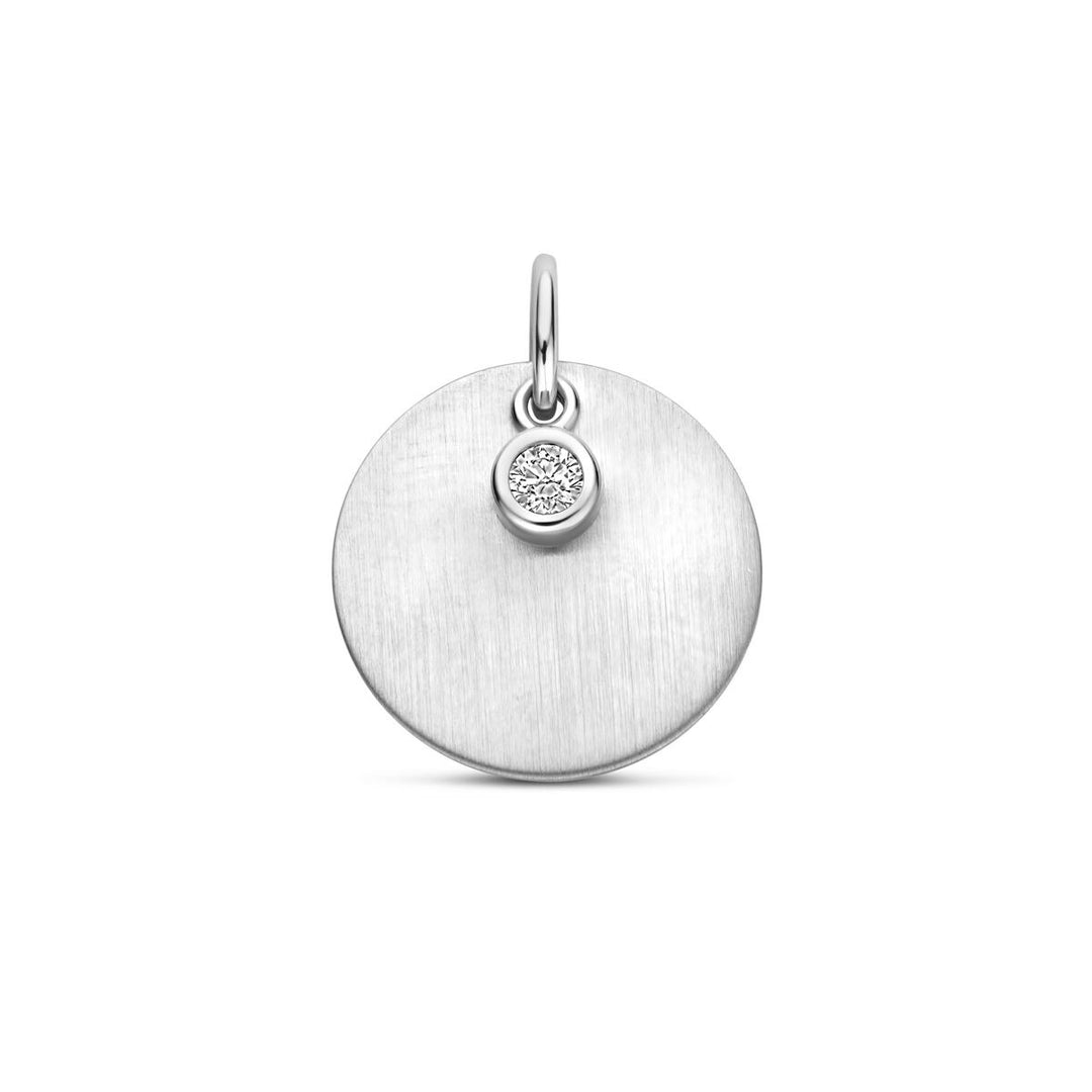 Zilveren graveerhanger met zirkonia – gerhodineerd 925 zilver