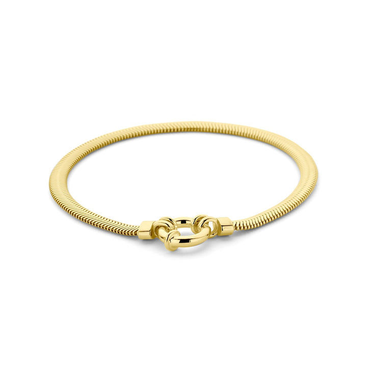 Verguld 925 zilveren armband slang plat