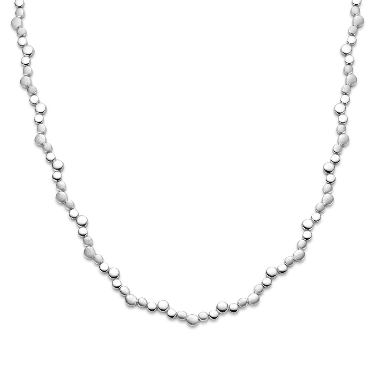 Halskette aus rhodiniertem 925 Silber mit herzförmigen Elementen, 45 cm lang und 7,5 mm breit