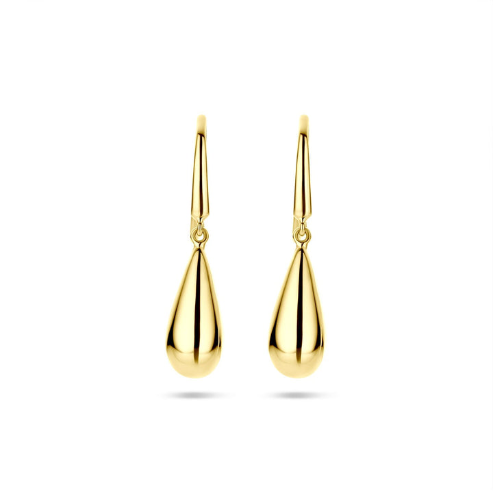 Gouden oorhangers 14k druppelvorm dames 14,5 mm