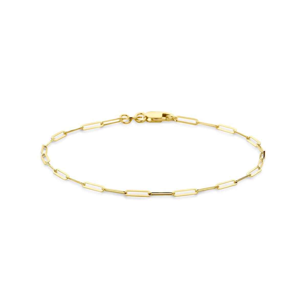 Damenarmband aus 14k Gold mit Paperclip-Gliedern, 1,8 mm breit, 18 cm lang