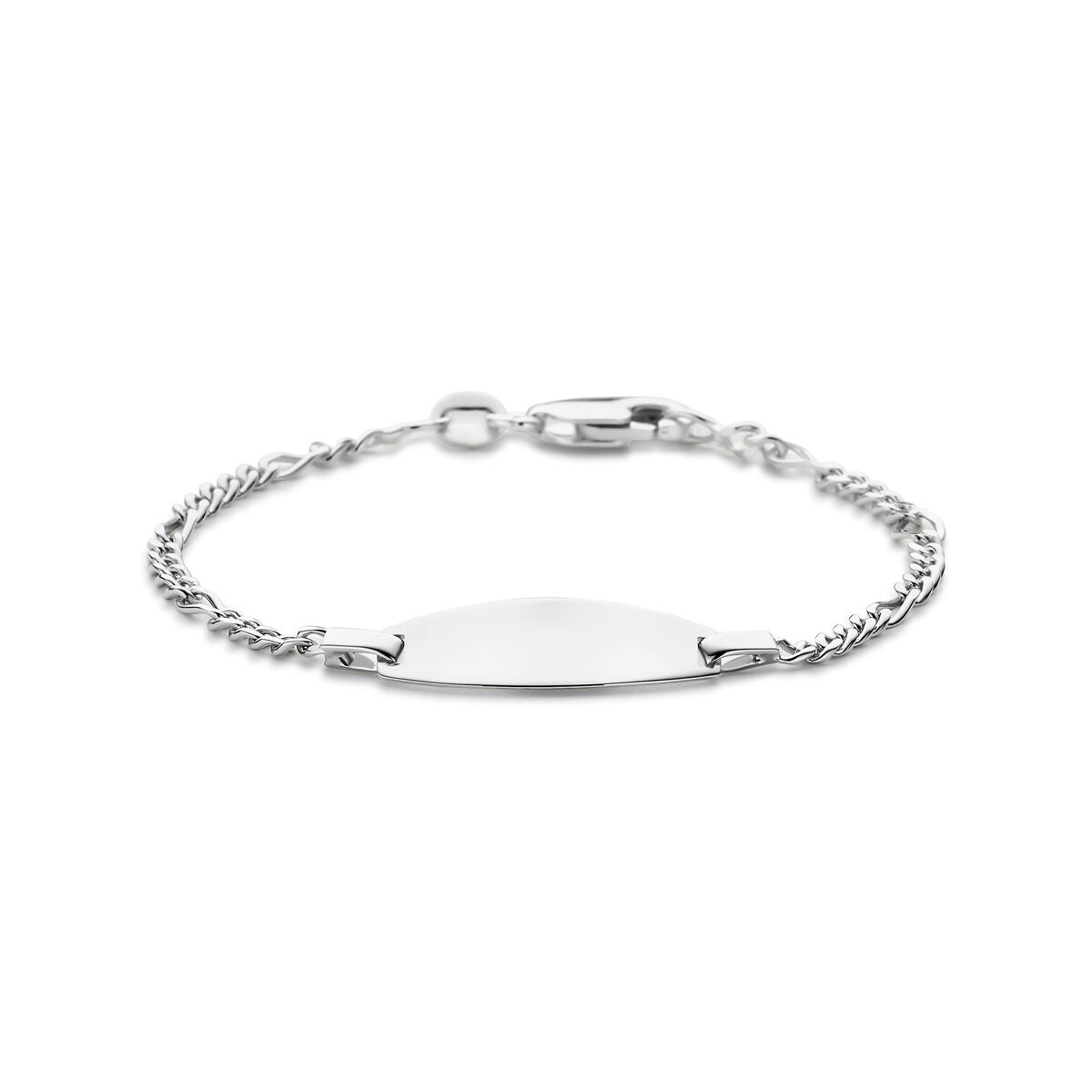 Silbernes Babyarmband mit gravierbarem Plättchen und Gourmette-Schaltung, 11 - 13 cm lang