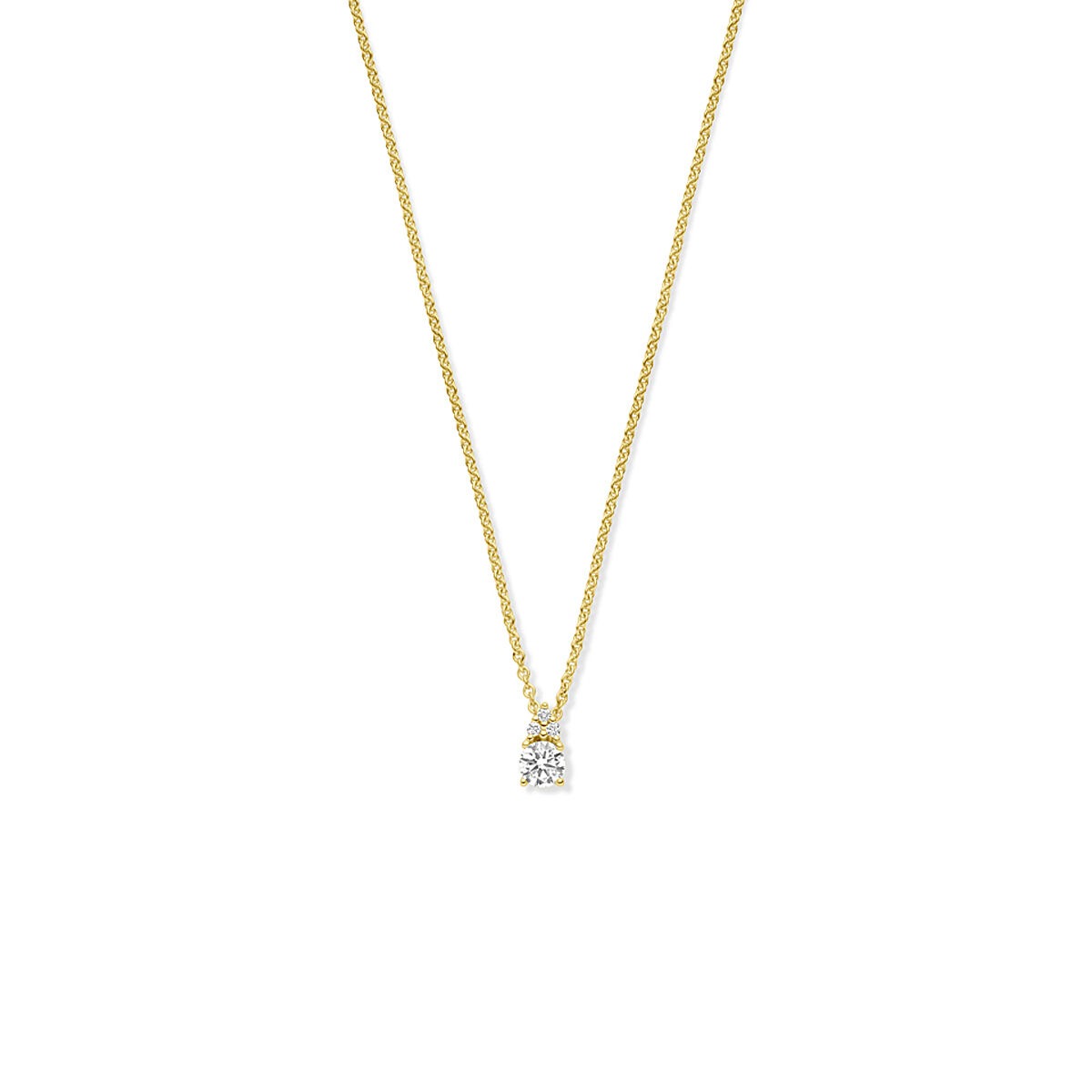 Halskette aus 14k Gold mit einem Anhänger und einem Diamanten von 0,27 ct