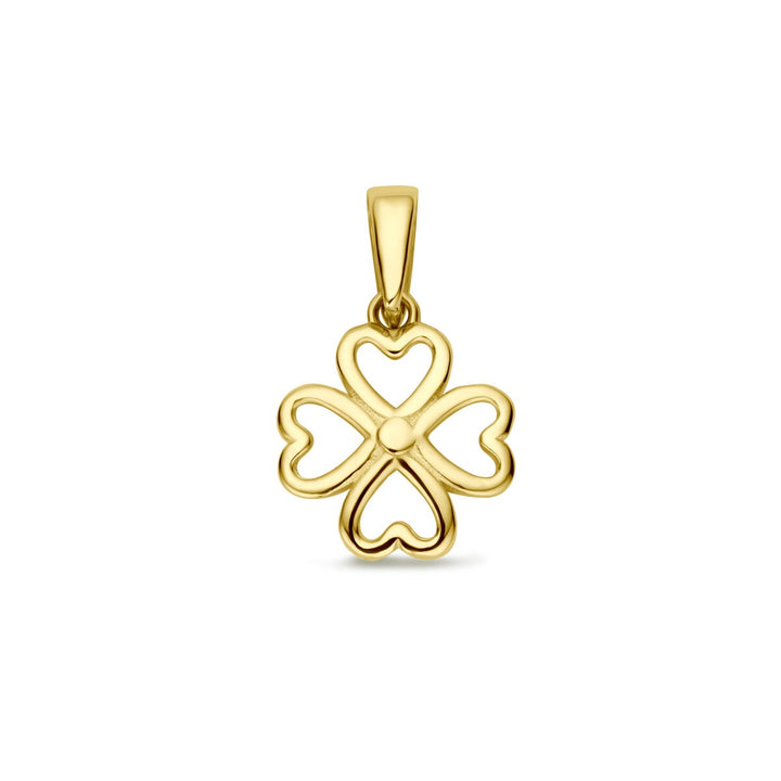 14k geelgouden klavertje-hanger – symbool van geluk