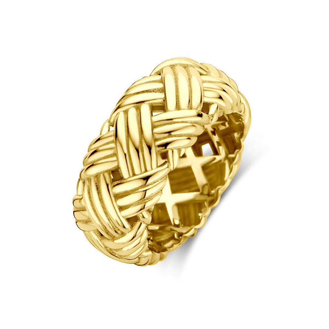14k Geelgouden damesring – 10 mm breed