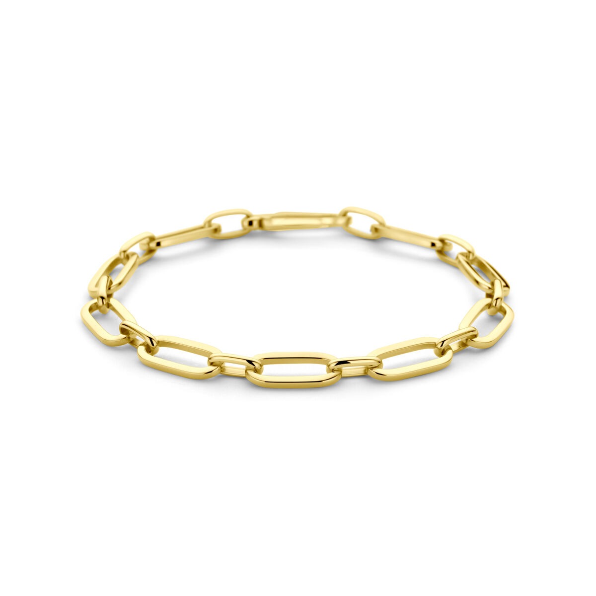 14k gelbgoldene Anker-Schlüsselarmband mit 6,5 mm breiten Gliedern