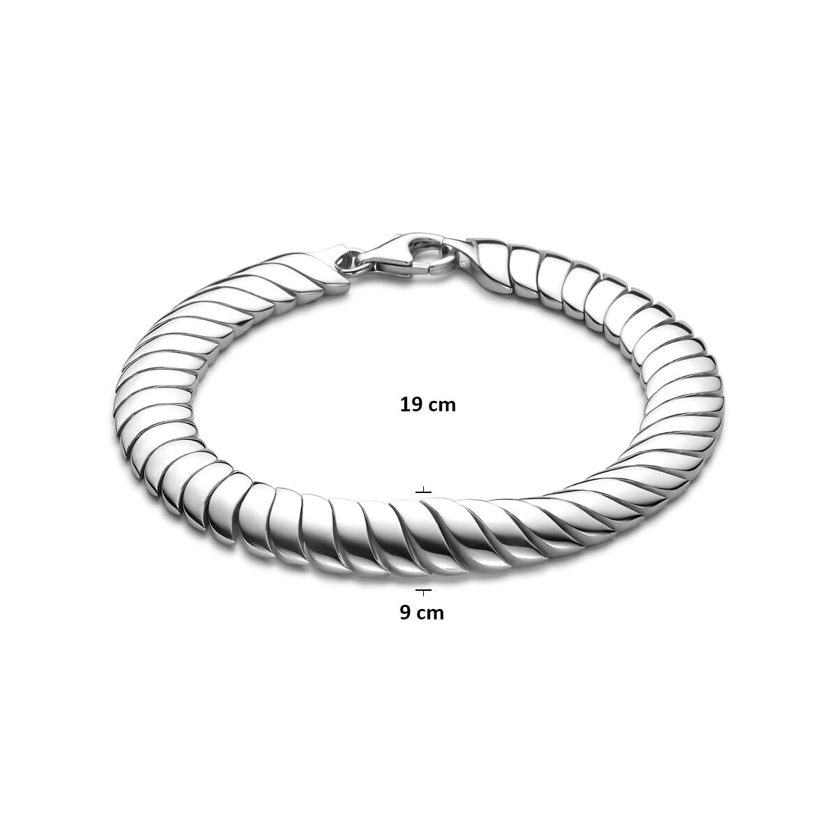 Silbernes Damenarmband – rhodiniert mit Omega-Glied 9 mm 19 cm
