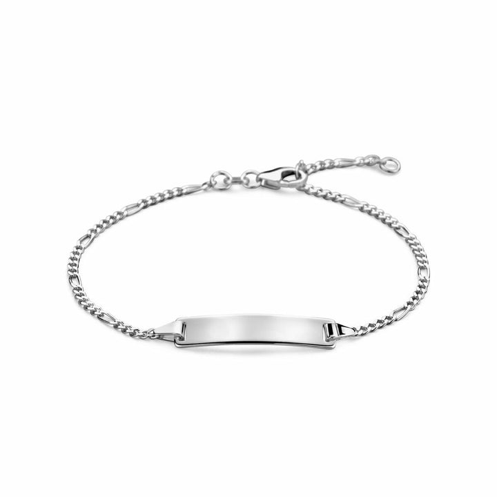Gravurarmband Figaroplatte 5,0 mm 16 - 18 cm silberweiß