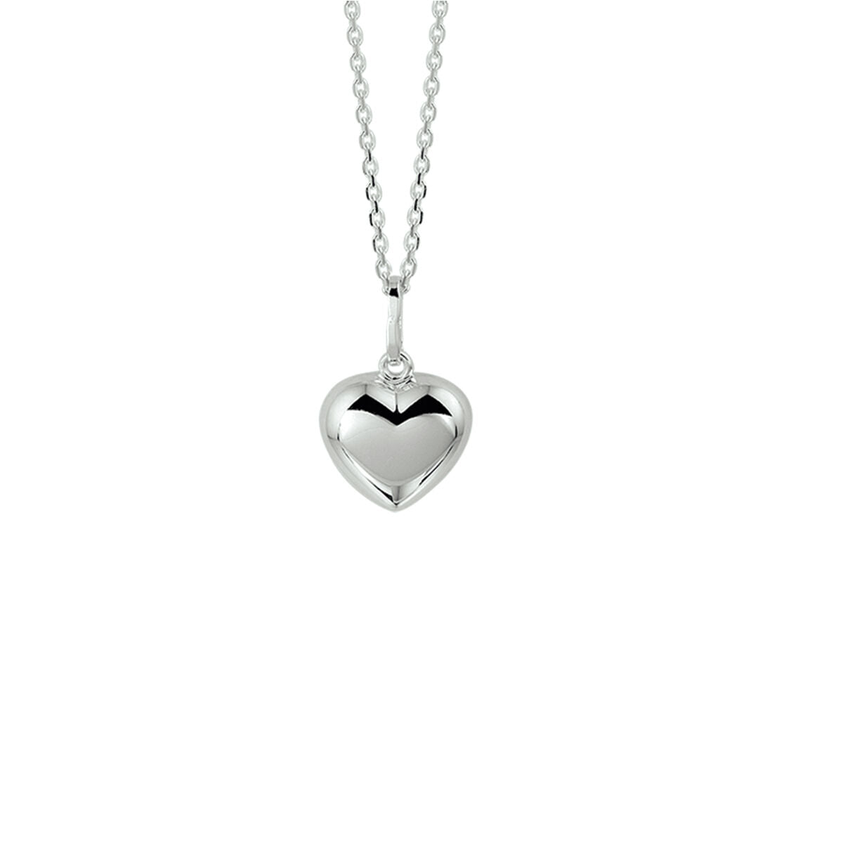 Silberne Kette mit herzförmigem Anhänger und Ankerkette