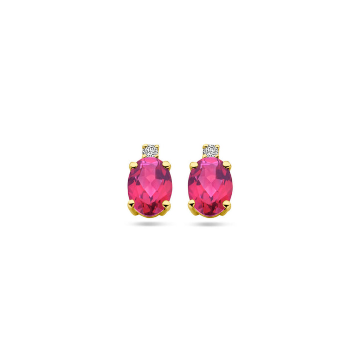 Ohrstecker rosa Topas und Diamant 0,04 ct (2x 0,02 ct) h si 14 K Gelbgold