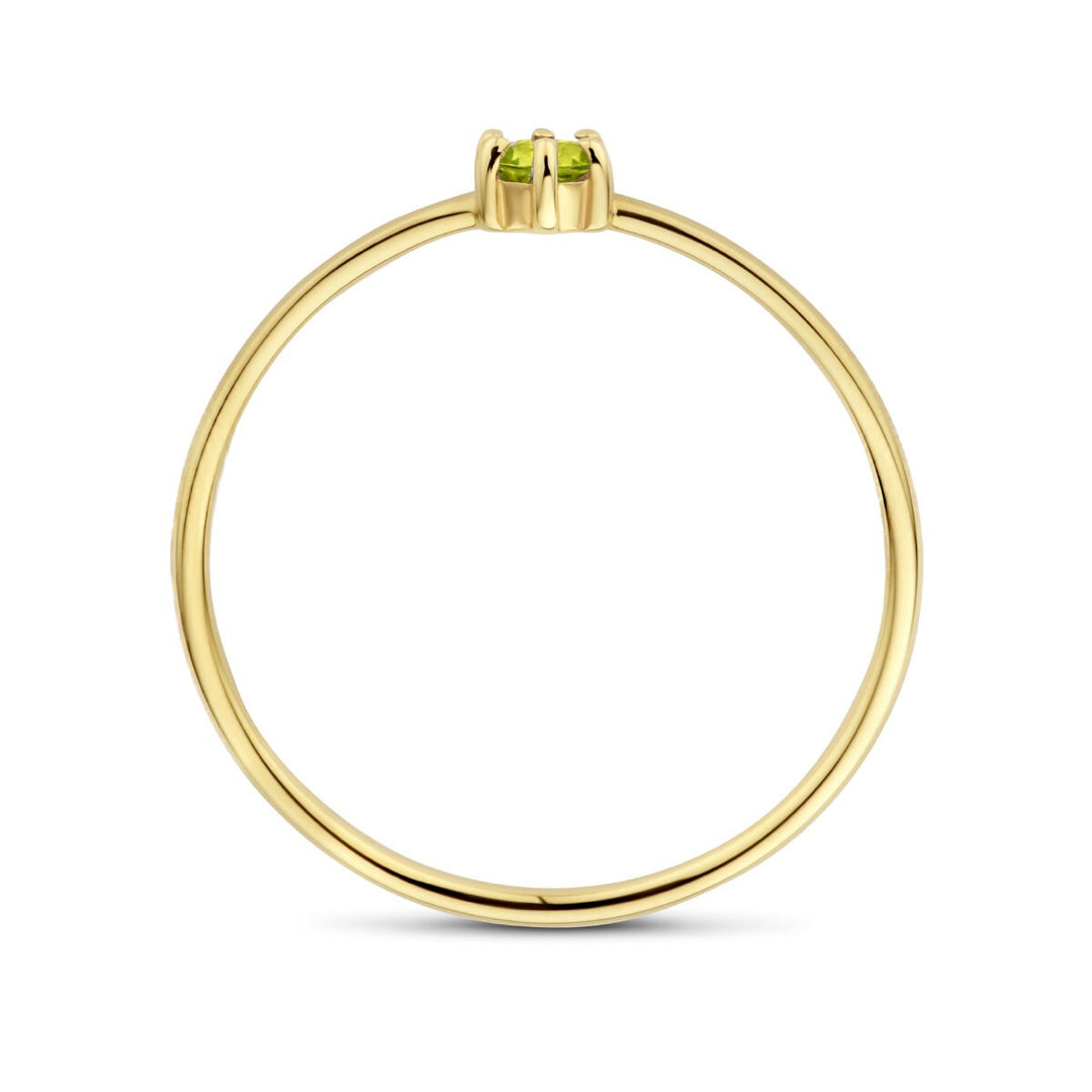 Ring mit Geburtsstein Peridot, 14. August, Gelbgold