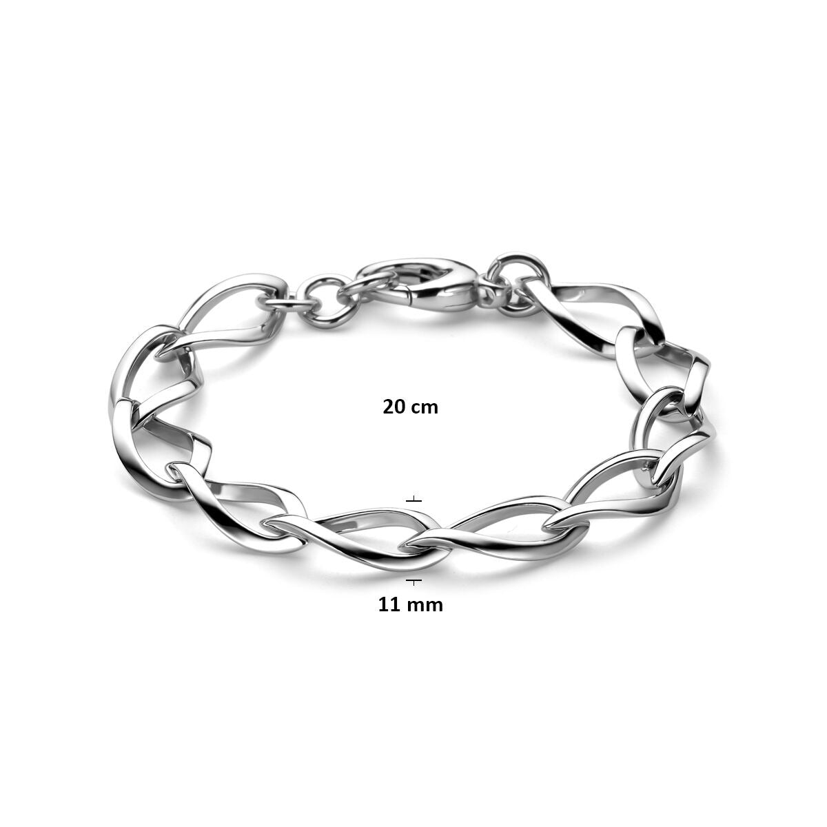 Rhodiniertes Silberarmband 925 mit breiten Drahtgliedern – 11 mm 20 cm