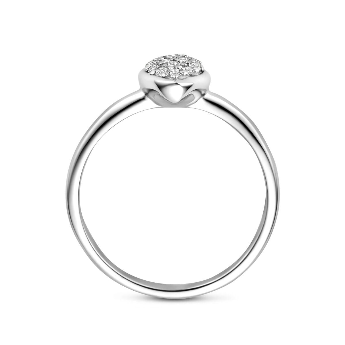 Damenring aus Silber mit Zirkonia – Rhodiniertes Tropfendesign