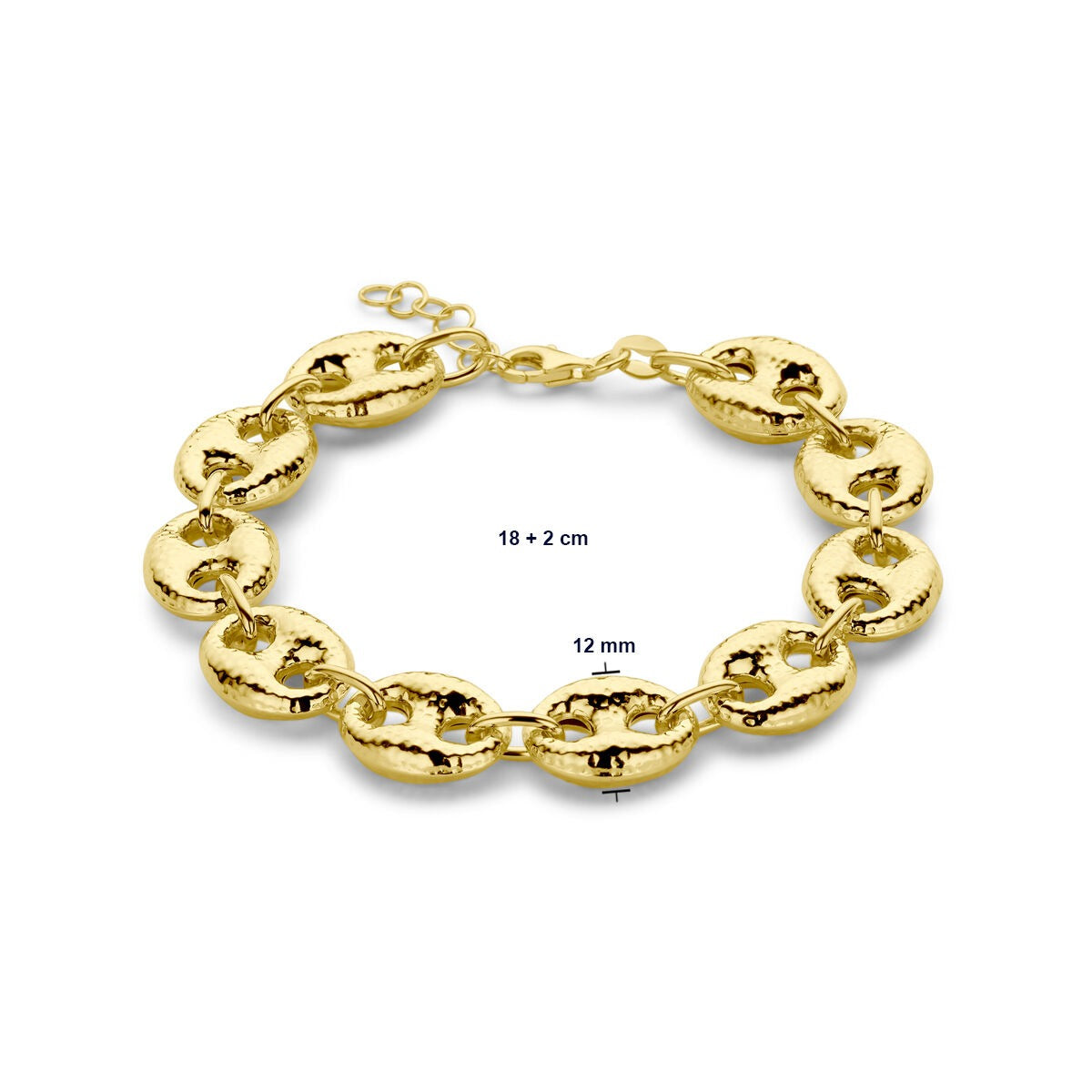 Goldfarben vergoldetes Damenarmband aus Silber – breite Ankerkette