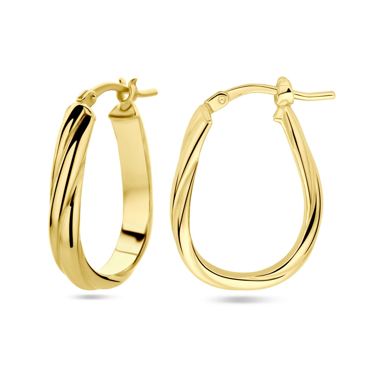 Vergoldete Silberohrringe Damen – Gelbgold auf 925er Silber, gedrehtes Design 24 mm