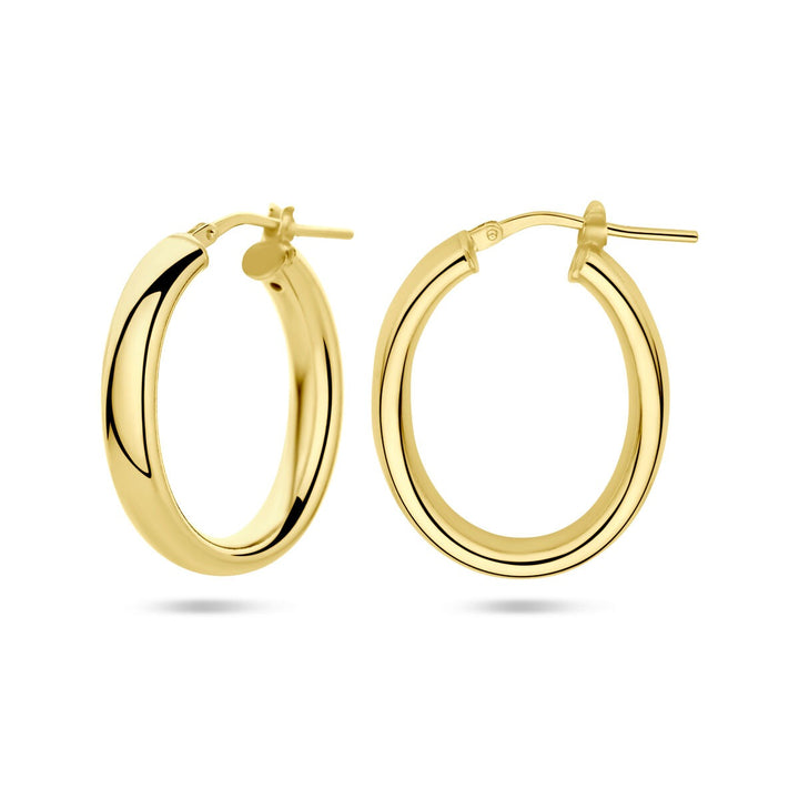 Vergulde zilveren oorringen dames – geelgoud op 925 zilver, half-rond 27,5 mm