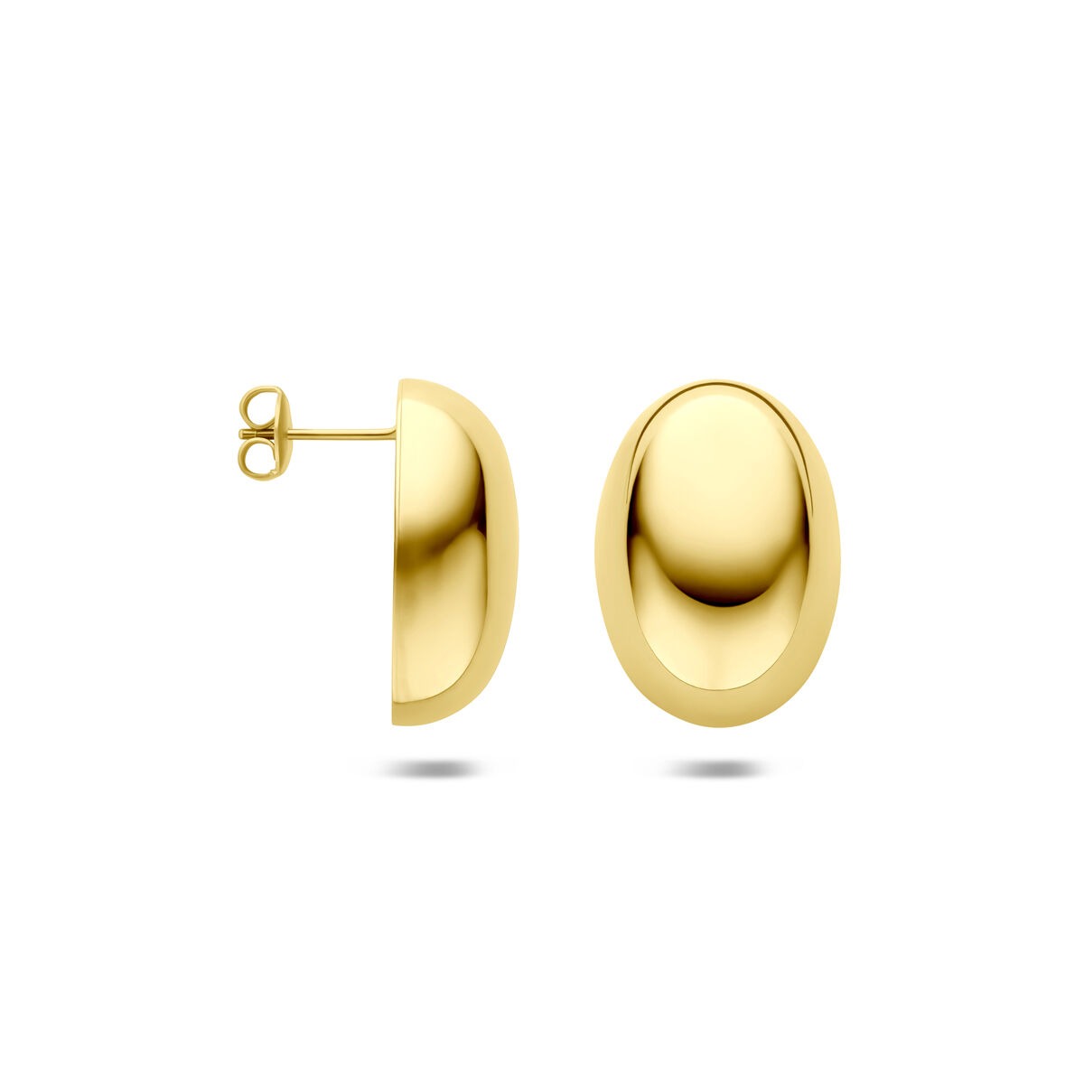 Ohrstecker aus Stahl für Damen – Gelb vergoldetes ovales Design 25 mm
