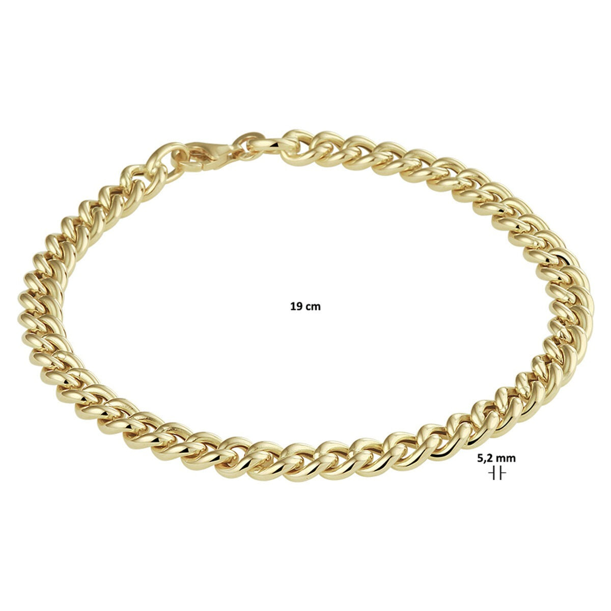 14 Karat Gelbgold Gourmet Armband – Damen 5,2 mm 19 cm