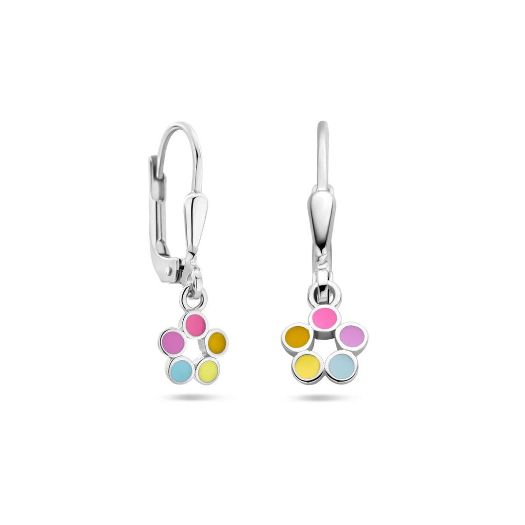 Ohrringe Blume Brisur Haken Silber rhodiniert