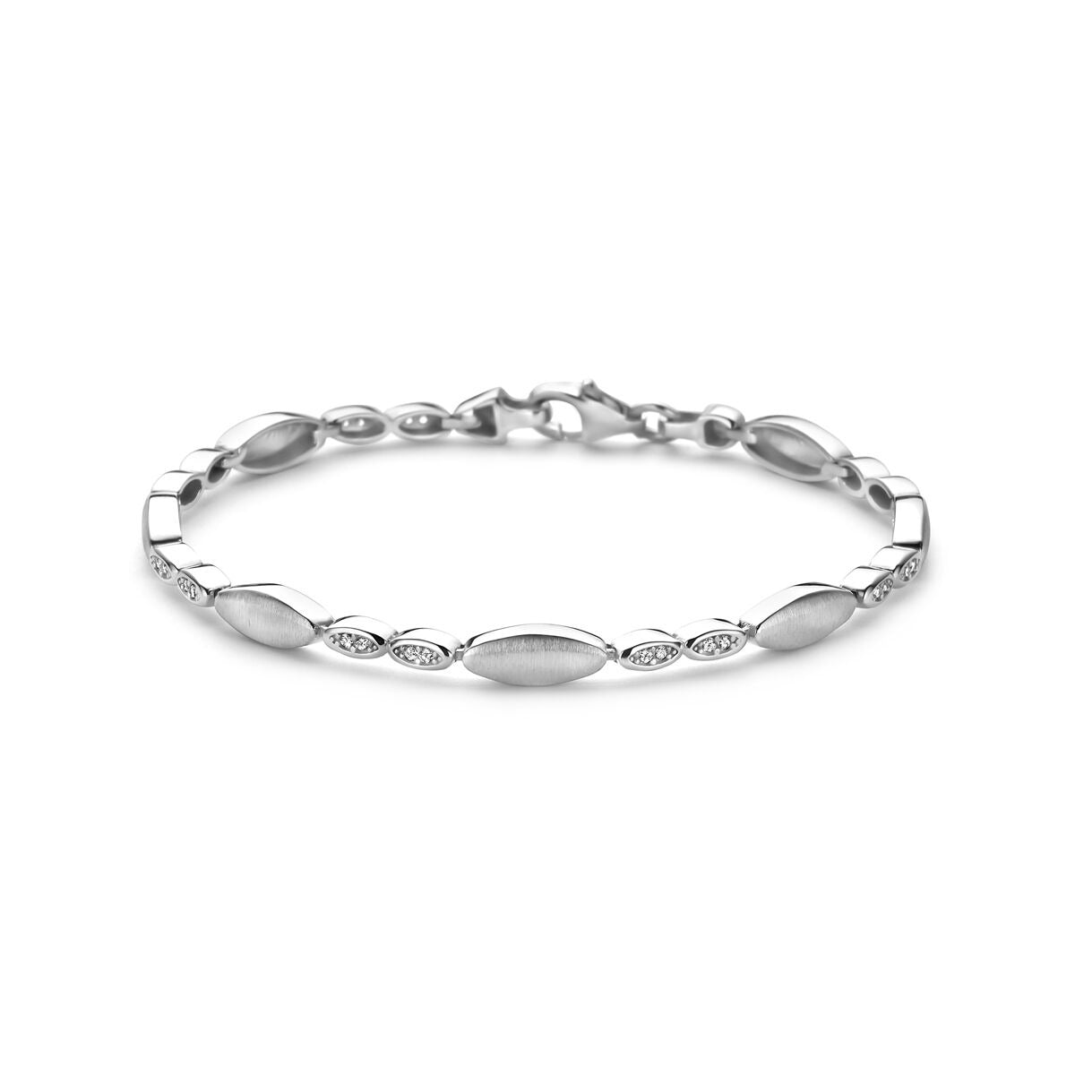 Silbernes Damenarmband mit Zirkonia, rhodiniert, 4,7 mm breit und 19 cm lang